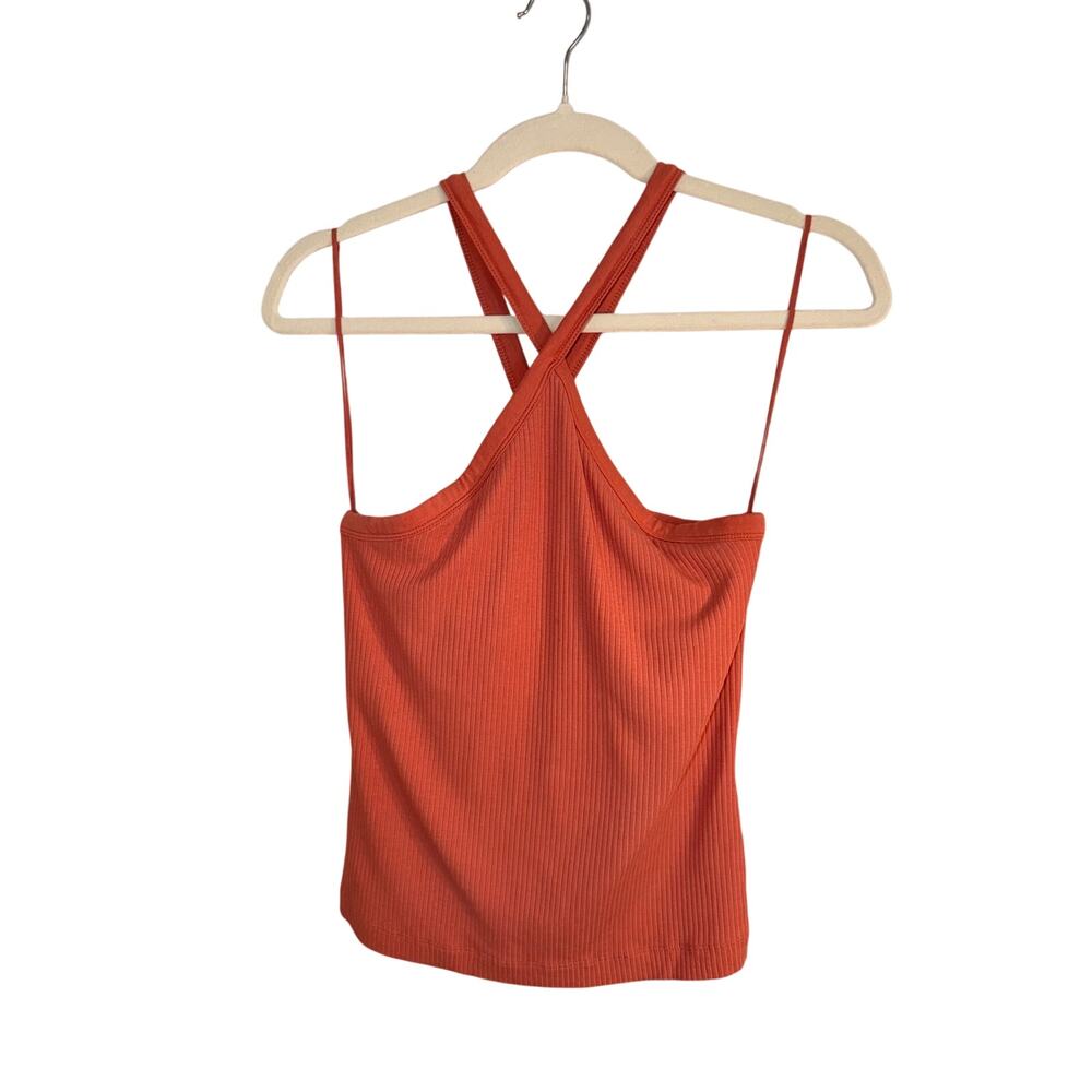 Old Navy Women’s Large Rust Ribbed Cross-Back Strappy Tank Top Cami